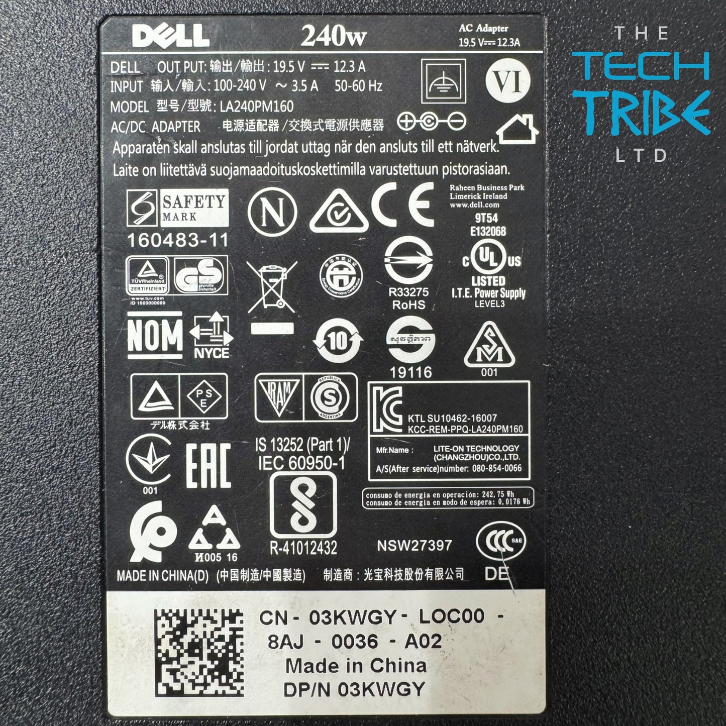 Dell Alienware 17 R5 P31E002 Genuine Dell 240W Laptop Battery Charger Power Cable LA240PM160 - Genuine Used Part