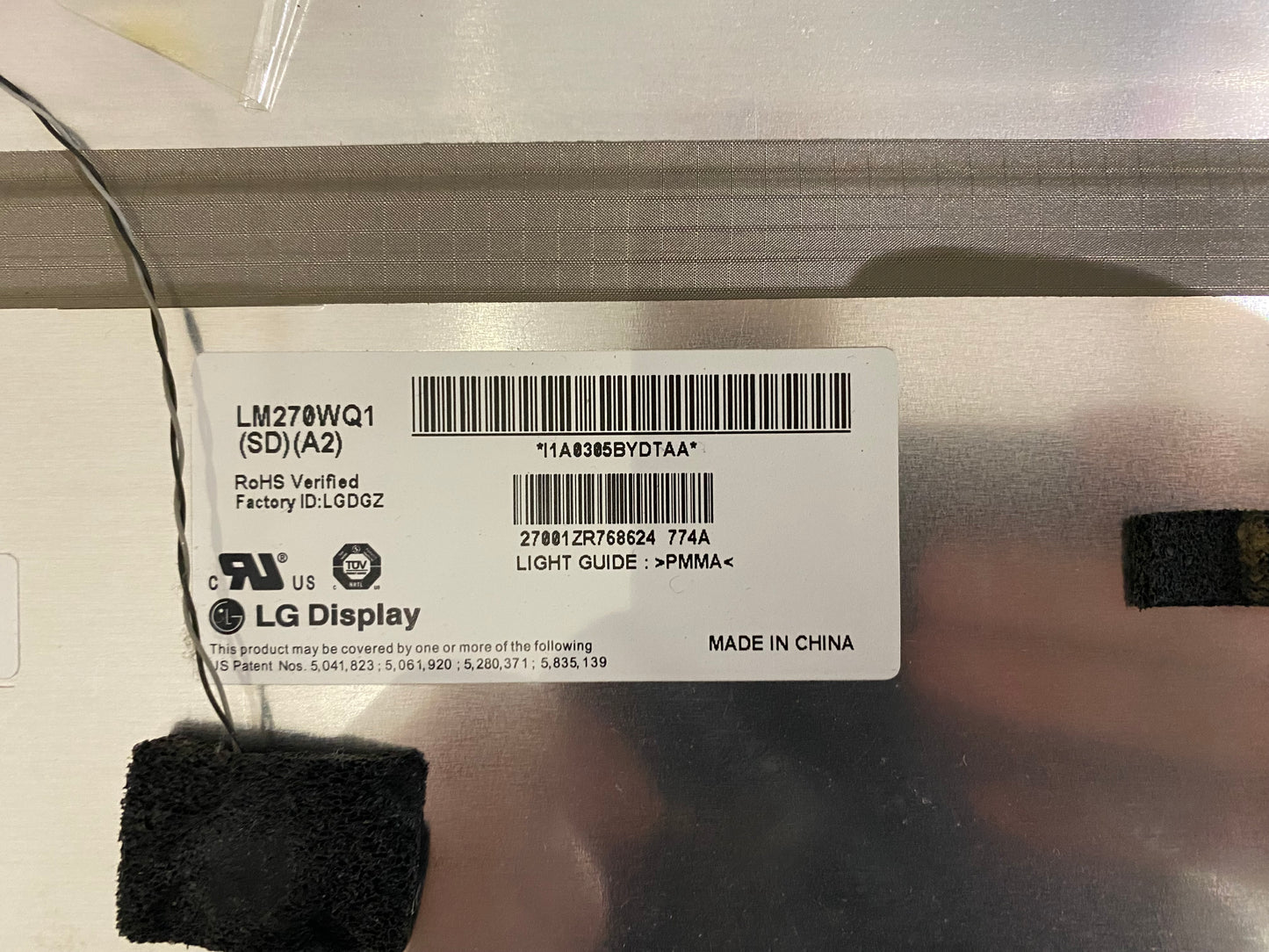 Apple iMac 27” A1312 2009 2010 LCD SCREEN LG DISPLAY LM270WQ1 (SD) (A2) - Genuine Pull Part