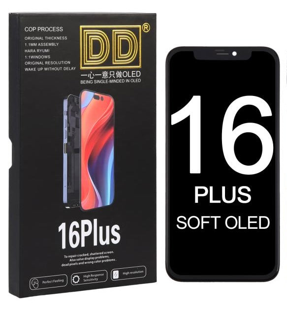 DD For Apple iPhone 16 Plus + Replacement Soft OLED Display Touch Screen assembly Digitizer