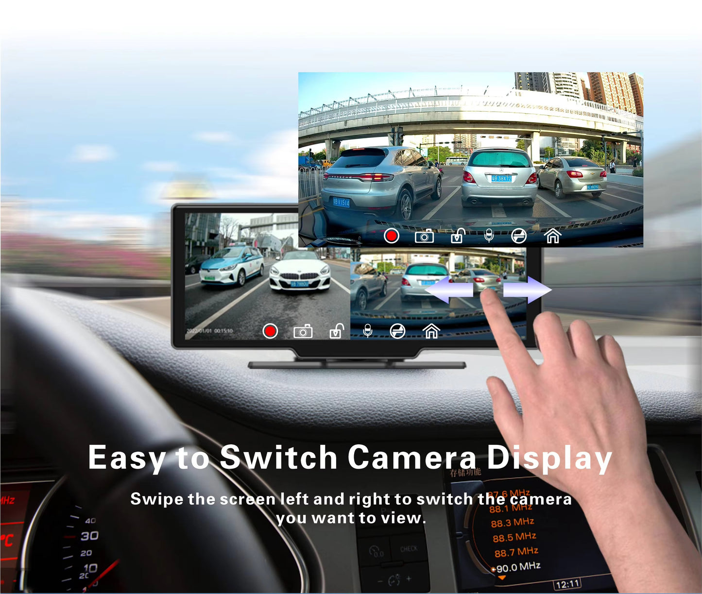 CarPlay Tablet 2025 10.26” IPS Touch Screen Display for in car phone sync, satnav and music, Apple Car play, Android Auto, Dash Cam, Front Camera