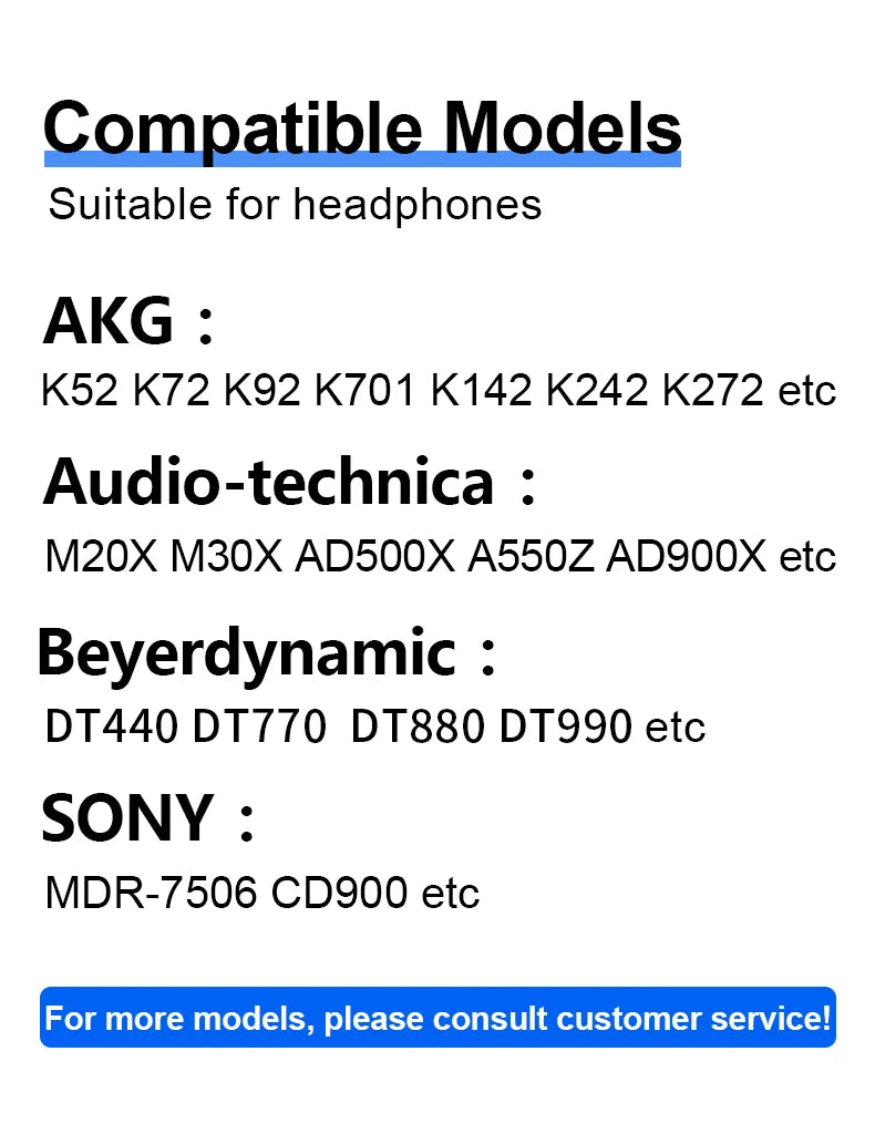 For Sennheiser AKG Beyerdynamic Audio-technica SONY Replaceable Headphone Repair Audio Cable Repair 3 Pole jack