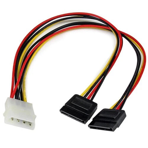 SATA Splitter Power Cable 0.15m 4 Pin IDE Molex to Dual Y Female HDD Adapter